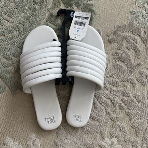 Time and Tru White Strappy Sandals